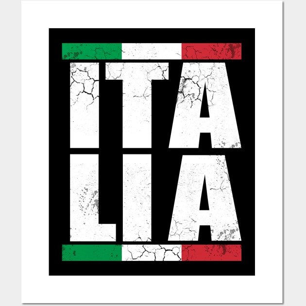 Italia Flag Italian Italy Italiano Distressed Fade Wall Art by E